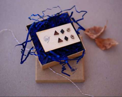 Mix and Match Three Leather Stud Earrings