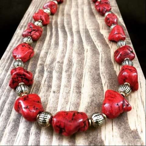 Large Red Turquoise Nuggets With Brass
