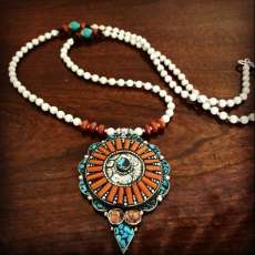 Fossil Beads,Tibetan Pendant and Spacers