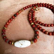 Faceted Agate and Large White Turquoise Pendant