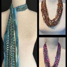 Mixed Yarn Ribbon Scarf, Scarflace, Necklace