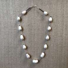 Baroque Pearl and Spinel Necklace Spaced on Silk