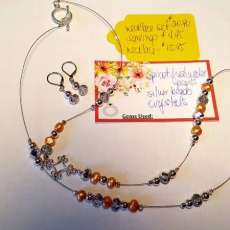 Illusion Style Necklace Set Using Apricot Freshwater Pearls