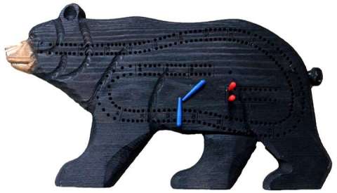 Bear Cribbage Board With Pegs Inside