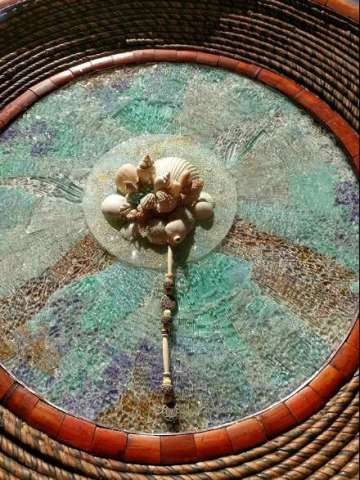 Mosaic Glass Art Combined Wall Hanging Or Bamboo Table- Under the Sea