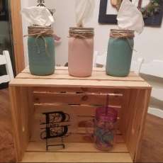 Mason Jar Tissue Holders, Monogram Cutting Board, Personalized Mason Jar Cup