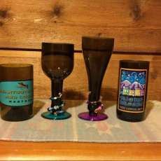 Wine Bottle Wine Glasses / Solar Lights