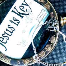 Silver Jesus Is Key Bangle Bracelet