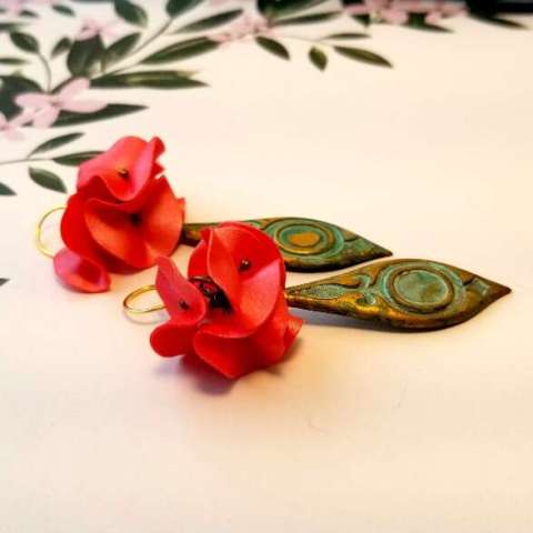 Polymer Clay and Patina Metal Earrings