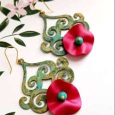 Polymer Clay and Patina Metal Earings