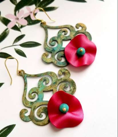 Polymer Clay and Patina Metal Earings