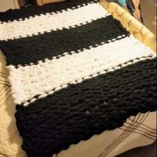 Black and White Hand Knitted Throw