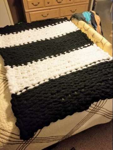 Black and White Hand Knitted Throw