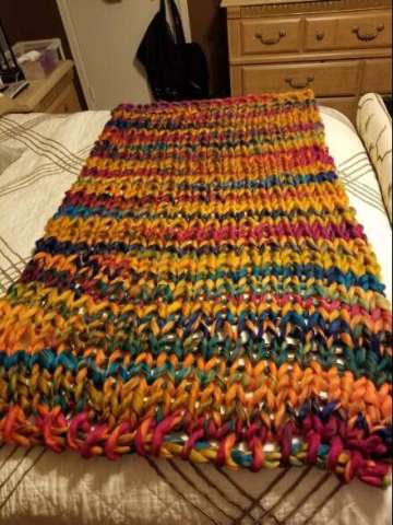 Multi Hand Knitted Throw