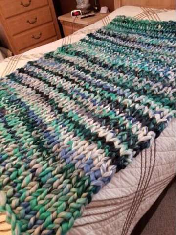 Multi Hand Knitted Throw