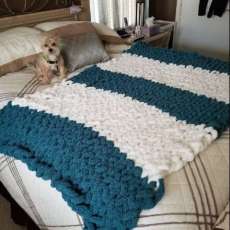 Teal and White Throw
