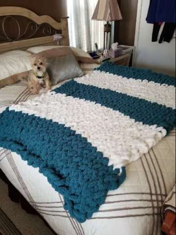 Teal and White Throw