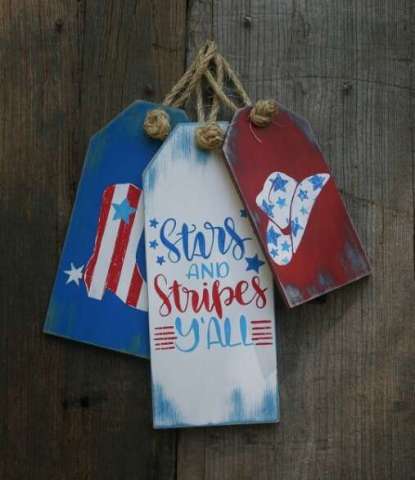 Stars and Stripes Y'All - Wood Door Tags