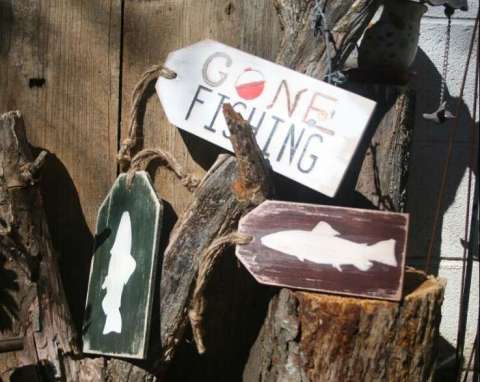 Gone Fishging - Wood Wall Tags
