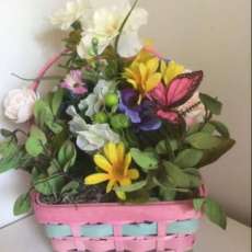 Pink Basket With Pink Butterfly