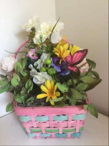 Pink Basket With Pink Butterfly