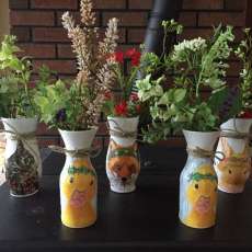 Decoupaged Vases With Silk Flowers