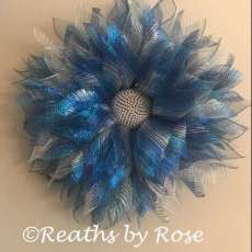 Blue White Beaded Center