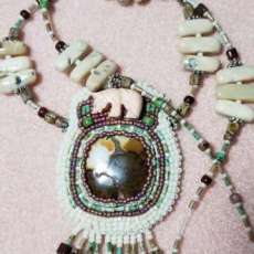 Ivory Bear Beaded Necklace