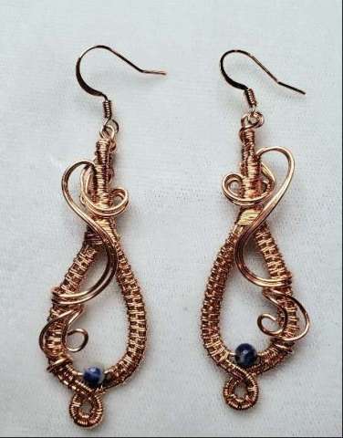 Wire Earrings With Sodalite