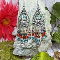 Carnelian/Pietersite/Peace Moonstone/Czech Glass Earrings