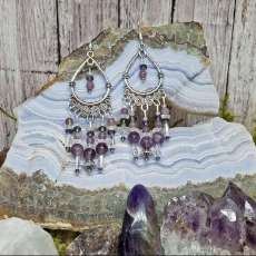 Amethyst/Lepidolite/Czech Glass Earrings