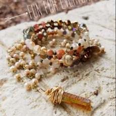 Boho Crystal Necklace and Wrap Bracelet