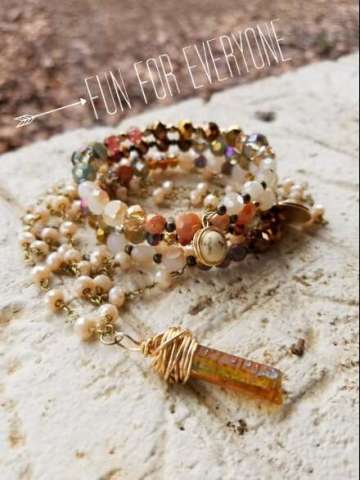 Boho Crystal Necklace and Wrap Bracelet
