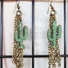 Cactus & Chain Earrings