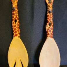 Wooden Hand Carved Salad Spoons