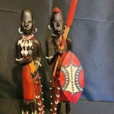Wooden Hand Carved Masai Couple