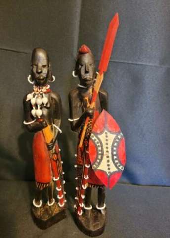 Wooden Hand Carved Masai Couple