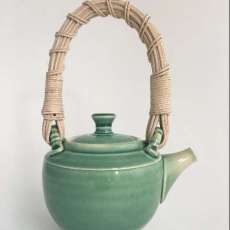 Teapot With Hand Made Cane Handle
