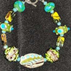 Blue and Green Lampwork Bracelet