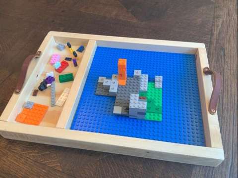 Lego Tray With Divider and Leather Straps