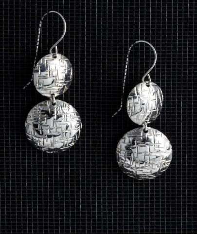 Two Tiered Hammered Sterling Earrings