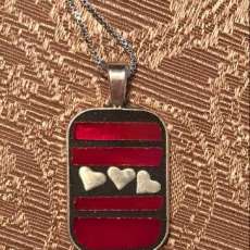 Mosaic Pendant With 3 Hearts