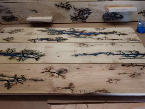 Electrified Wall Hanging With Blue Epoxy