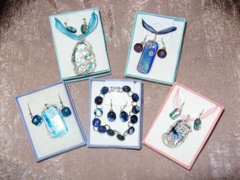 Dichroic Glass Pendants and Earrings