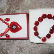 Dichroic Glass Pendant Set and Bracelet