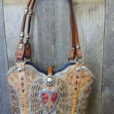 Peace, wings and heart cowboy boot purse by Diamond 57