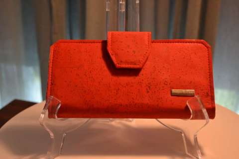 Red Cork Tall Wallet