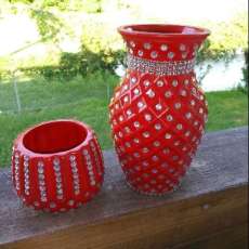 Red Diamond Vase& Candle Holder