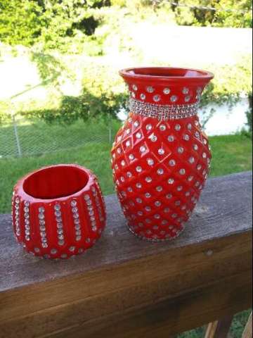 Red Diamond Vase& Candle Holder