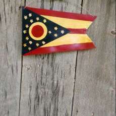 Ohio Flag Hand Cut From Steel Hand Painted